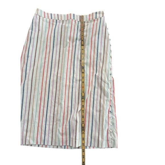 Madewell Women's Flecked Rainbow Stripe Print Button Slit Midi Skirt Size 6 - Picture 7 of 10
